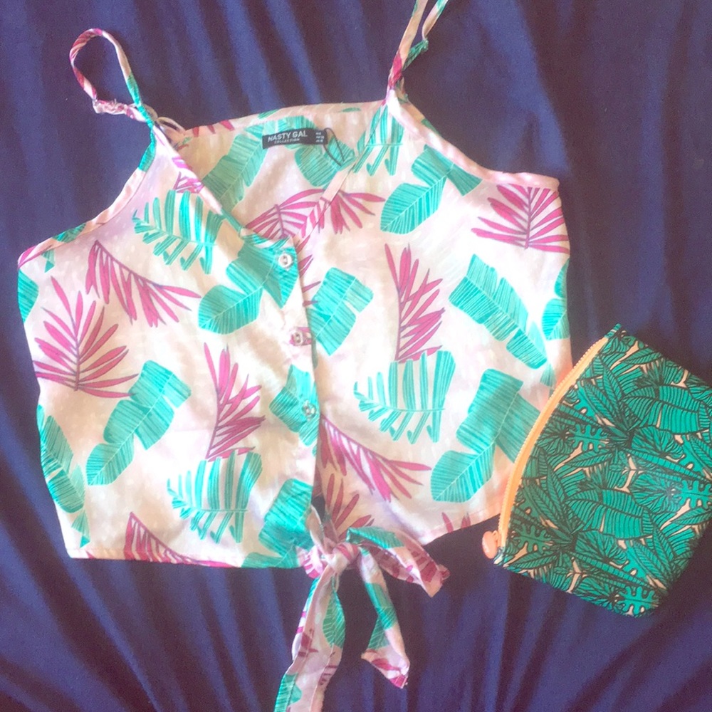 Nasty gal tropical print crop top with bag